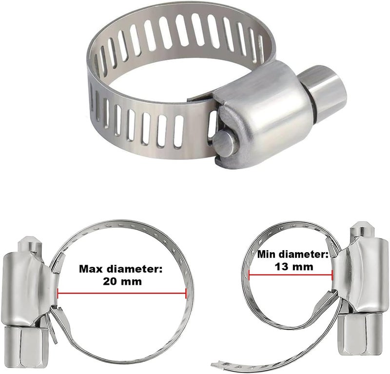 Duravel Stainless Steel Hose Clamps, Adjustable Worm Drive, Pack of 10 (13-20mm) - Image 3